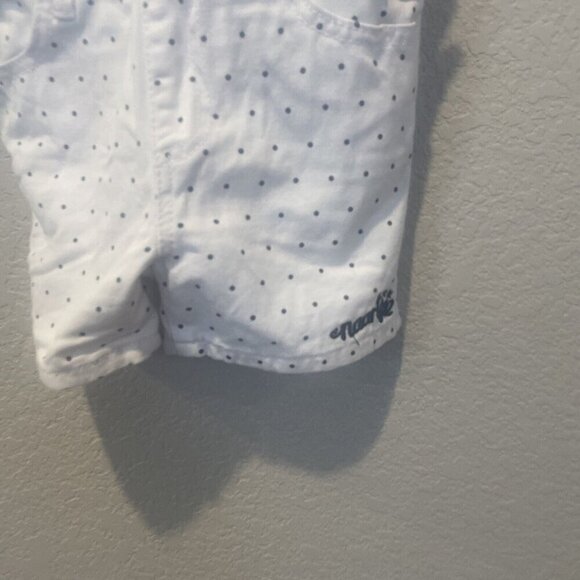 Naartjie Size 5-6 Denim Shortalls Overalls White Polka Dots Shorts - Picture 3 of 9